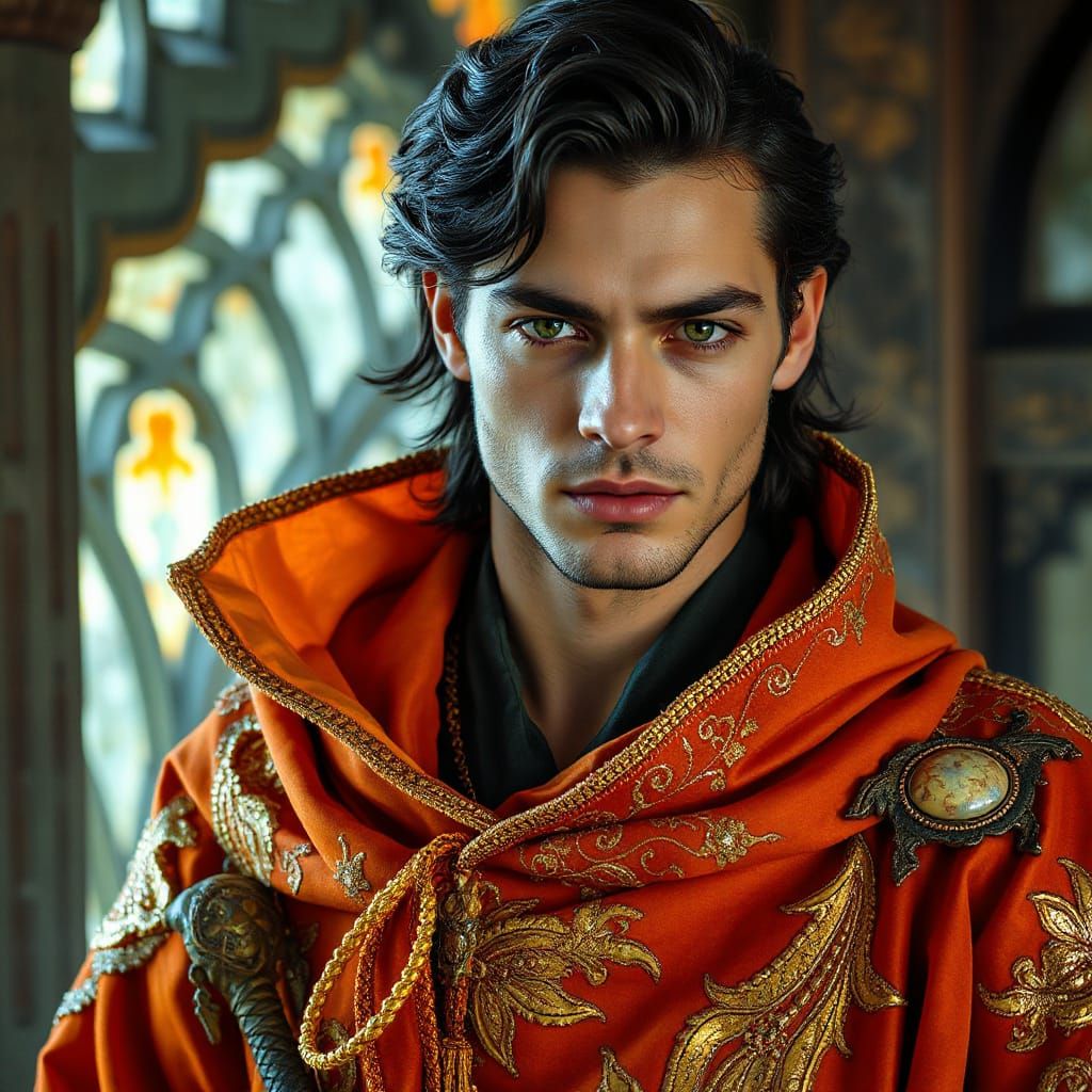 Fantasy Prince with Green Eyes: Digital Matte Painting