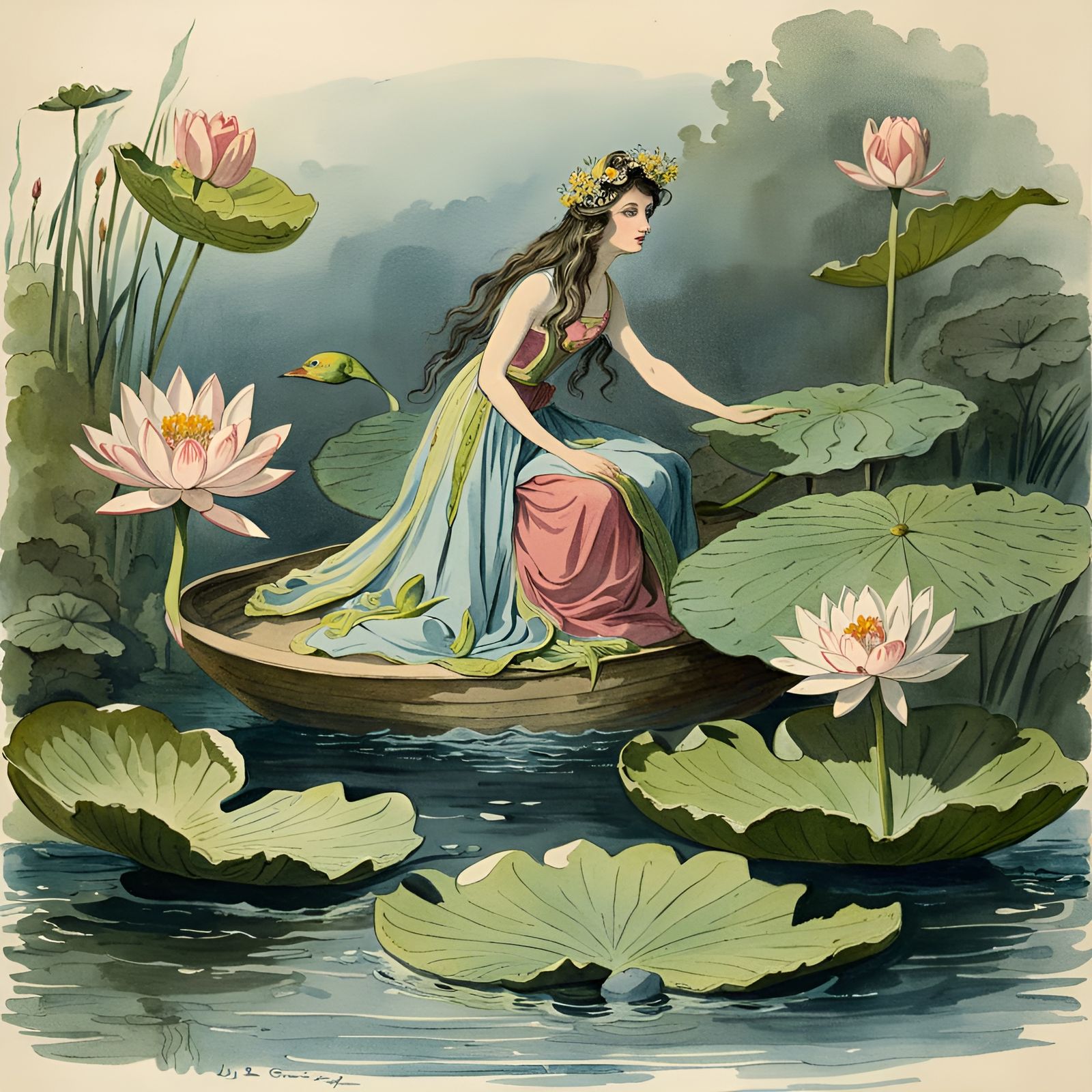 Water Lily (Homage to Grandville, Les fleurs animées, 1846)