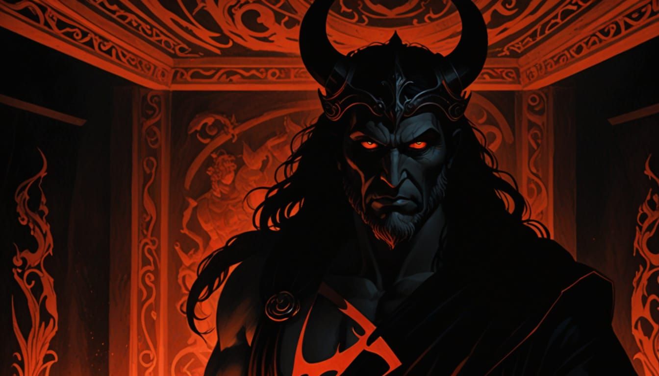 Ancient Greek God Hades in Attic Red-Figure Style