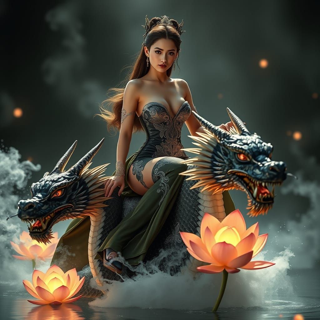 Scarlett O'Hara Rides a Dragon in Fantasy Art