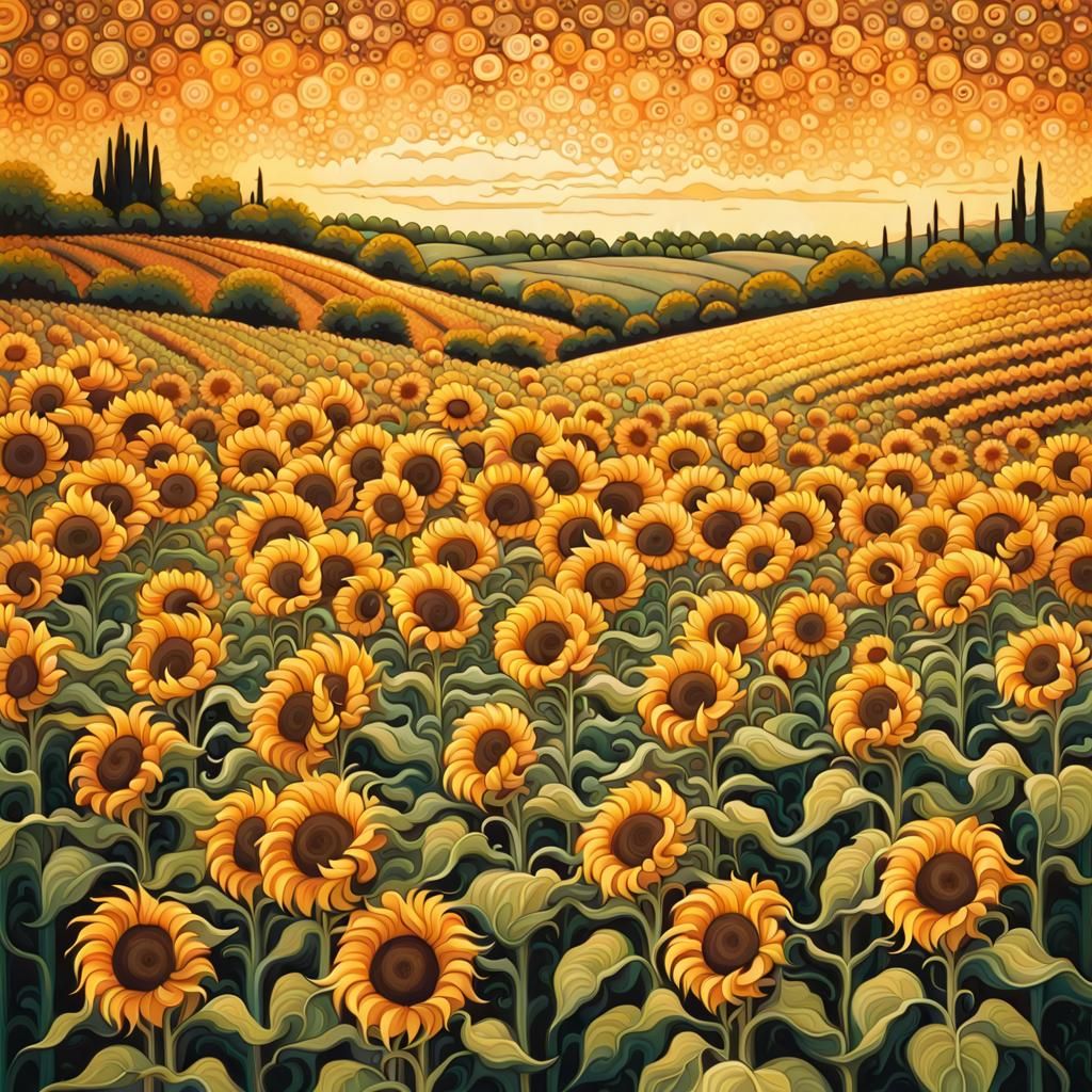 Arabesque sunflowers field, Rebecca Vincent