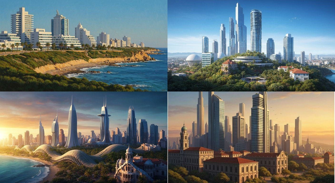 Futuristic & Traditional Cityscape Blends with Punta Ballena...