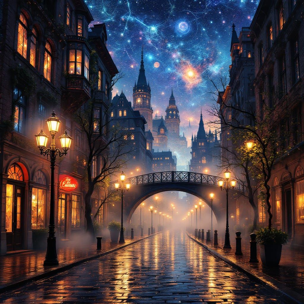 Night City Lights Form Celestial Constellations