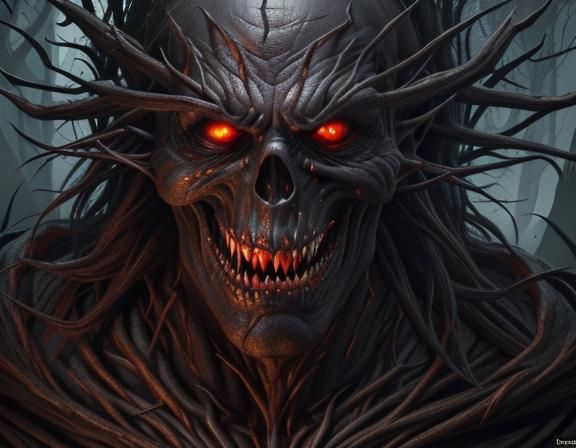 Ominous Pen and Ink Drawing of Sinister Malevolence