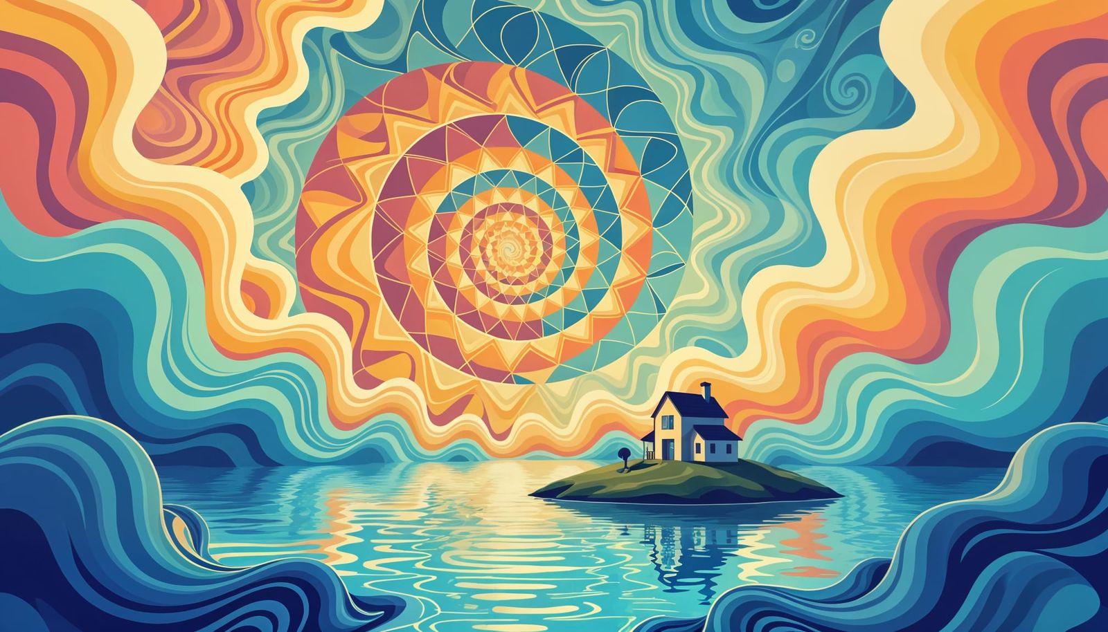 House perched on a serene island