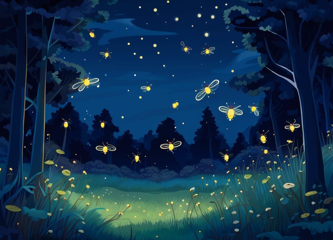 Fireflies Dancing: Ghibli-Inspired Night Meadow