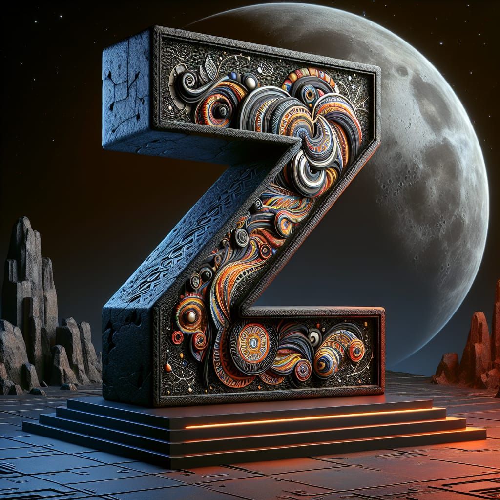 Asemic Megalithic 'Z' Sculpture on Alien Planet