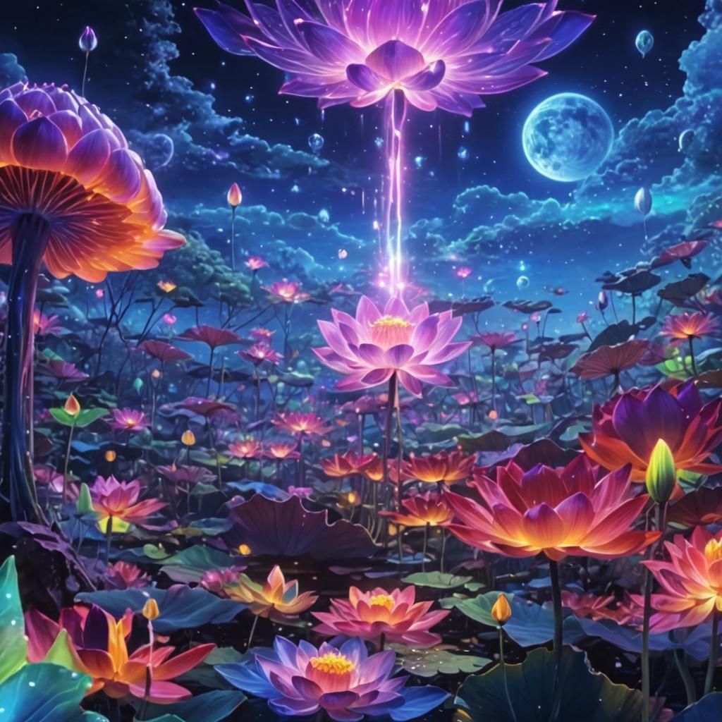 Psychedelic Lotus Flower in Ethereal Lighting