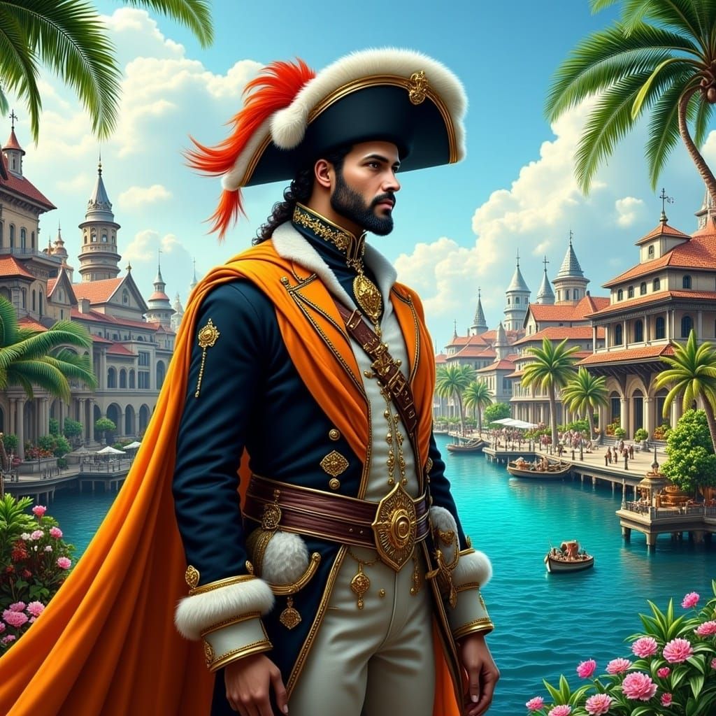 Caribbean Soldier in Dutch Colonial Setting, Hyper-Realistic...