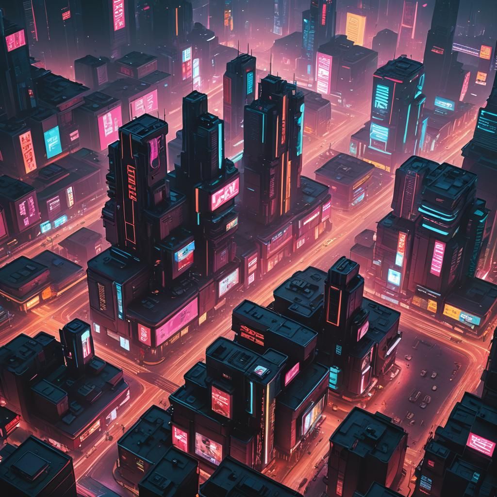 Neon Cyberpunk Cityscape in 2099