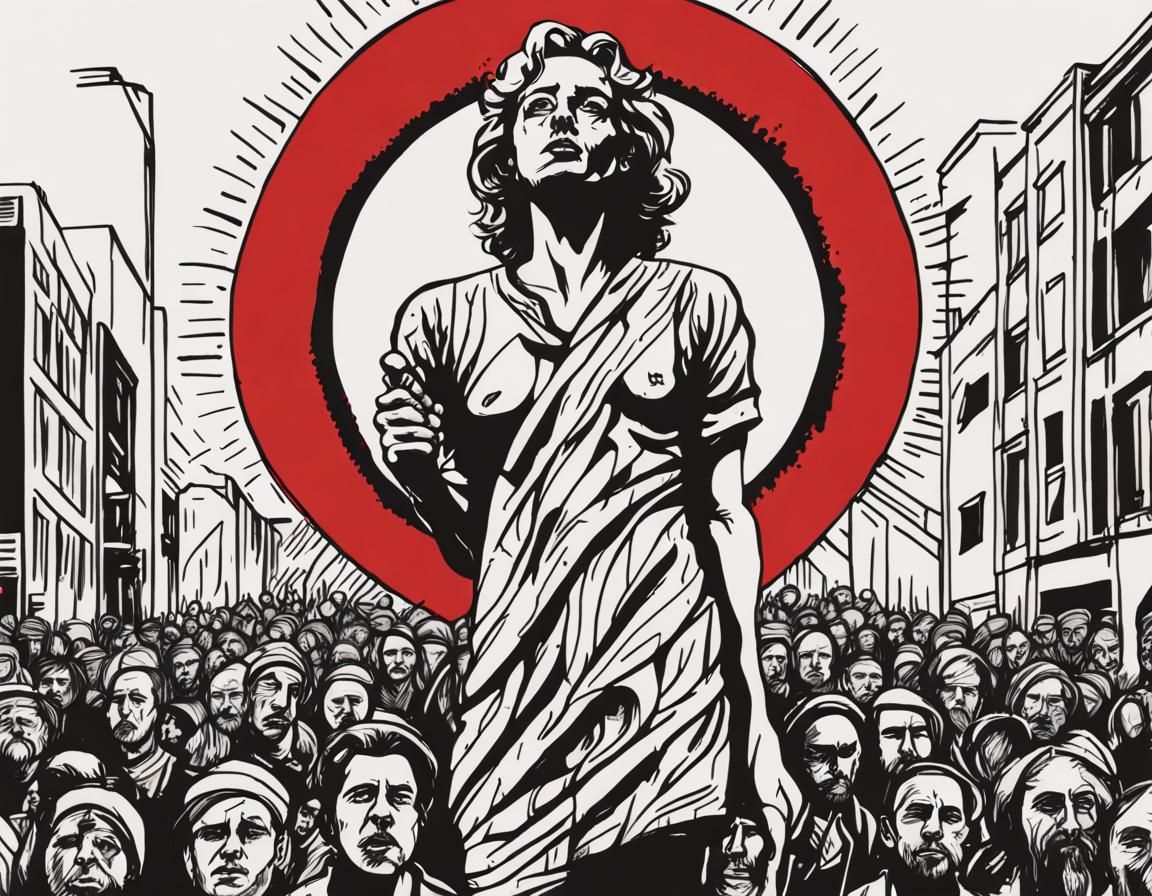 Gritty Line Art: Revolutionary Protest Against War