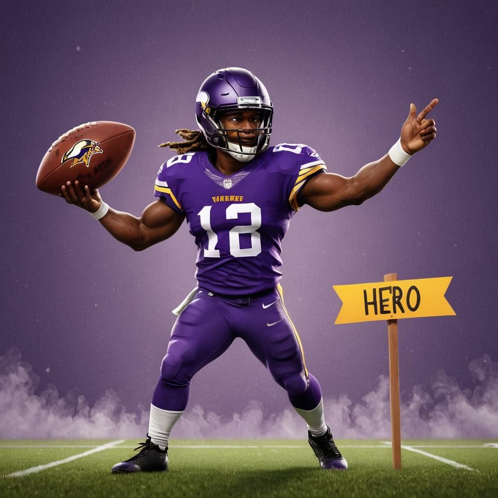 Vikings Football Player in Pixar-Style 3D Rendering