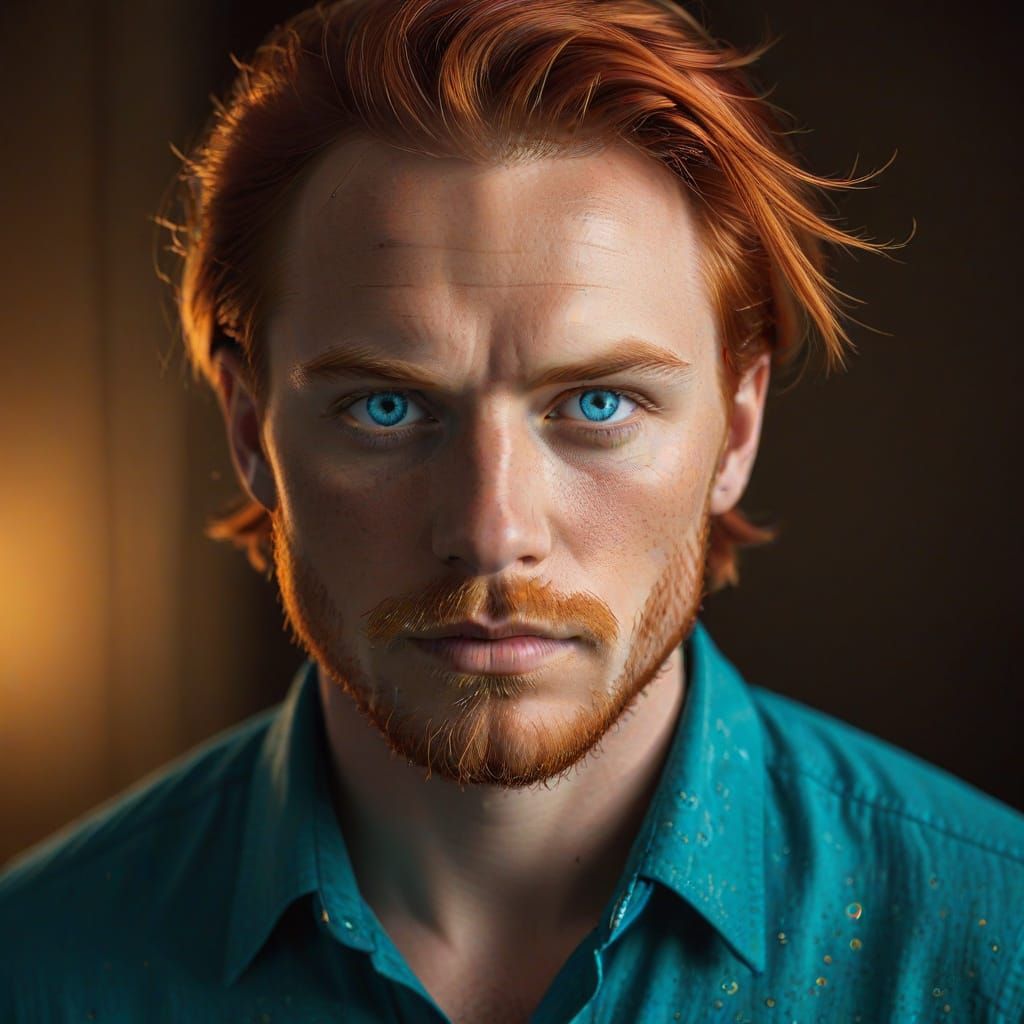 Intense Portrait in Warm, Golden Lighting