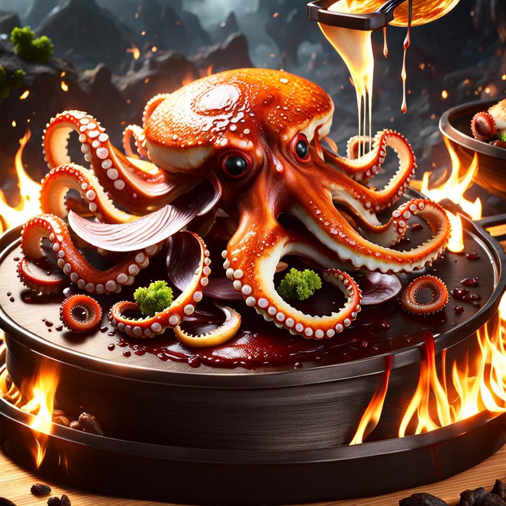 Octopus Esophagus Burned by Japanese Pancake: 3D Game Art