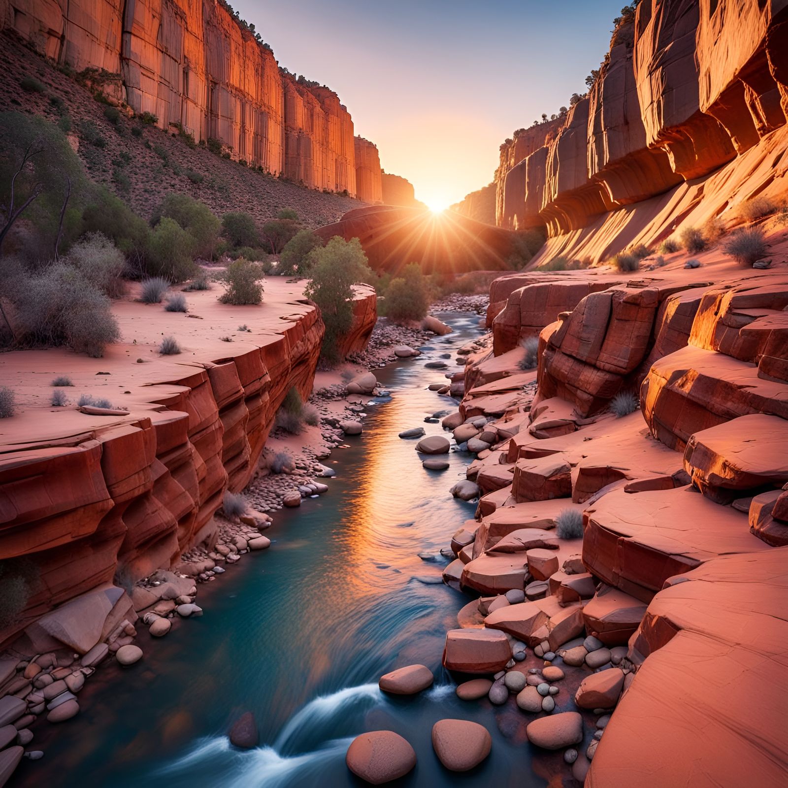 Majestic Sunset Over Australian Desert Canyon