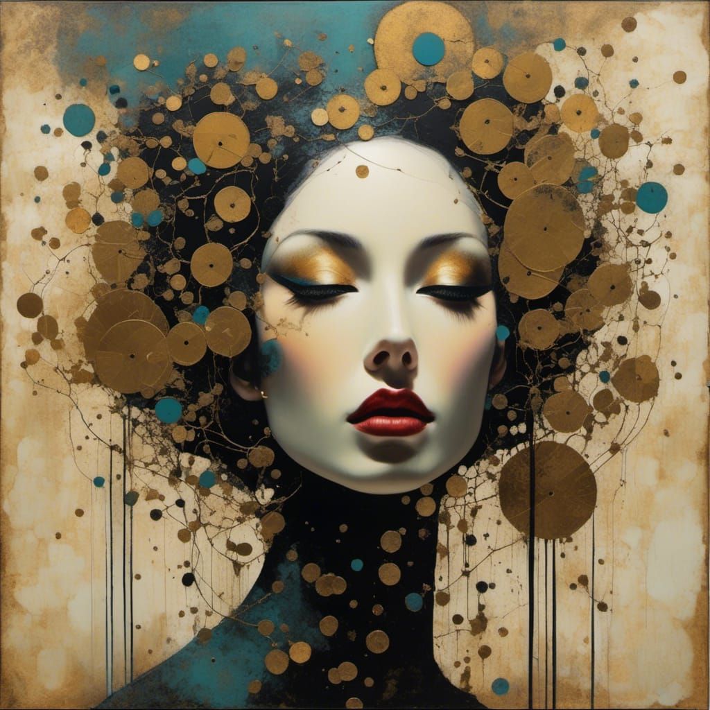 Grungy Mixed Media Collage with Dreamlike Elements