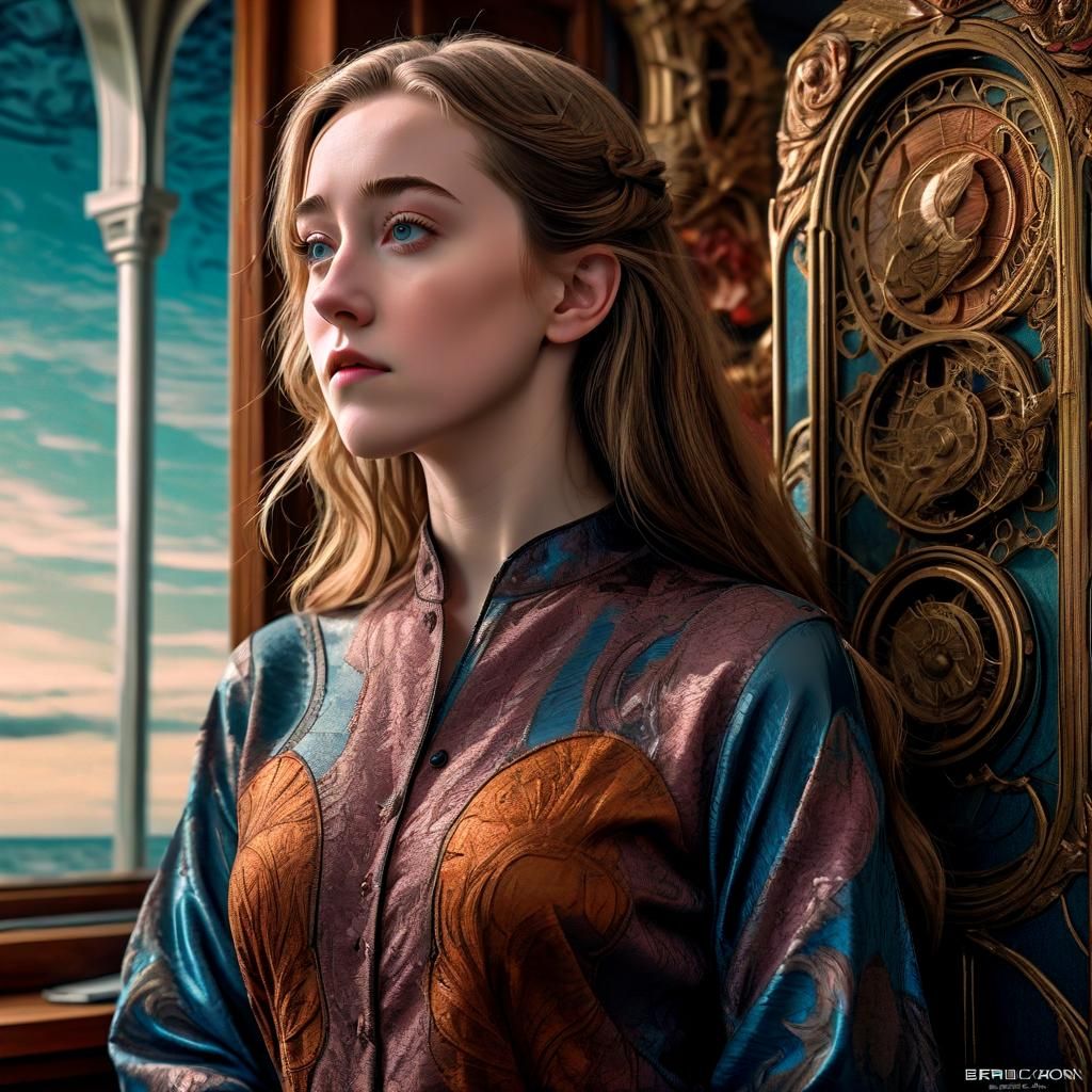 Intricate Hyperrealistic Image in Art Nouveau Style