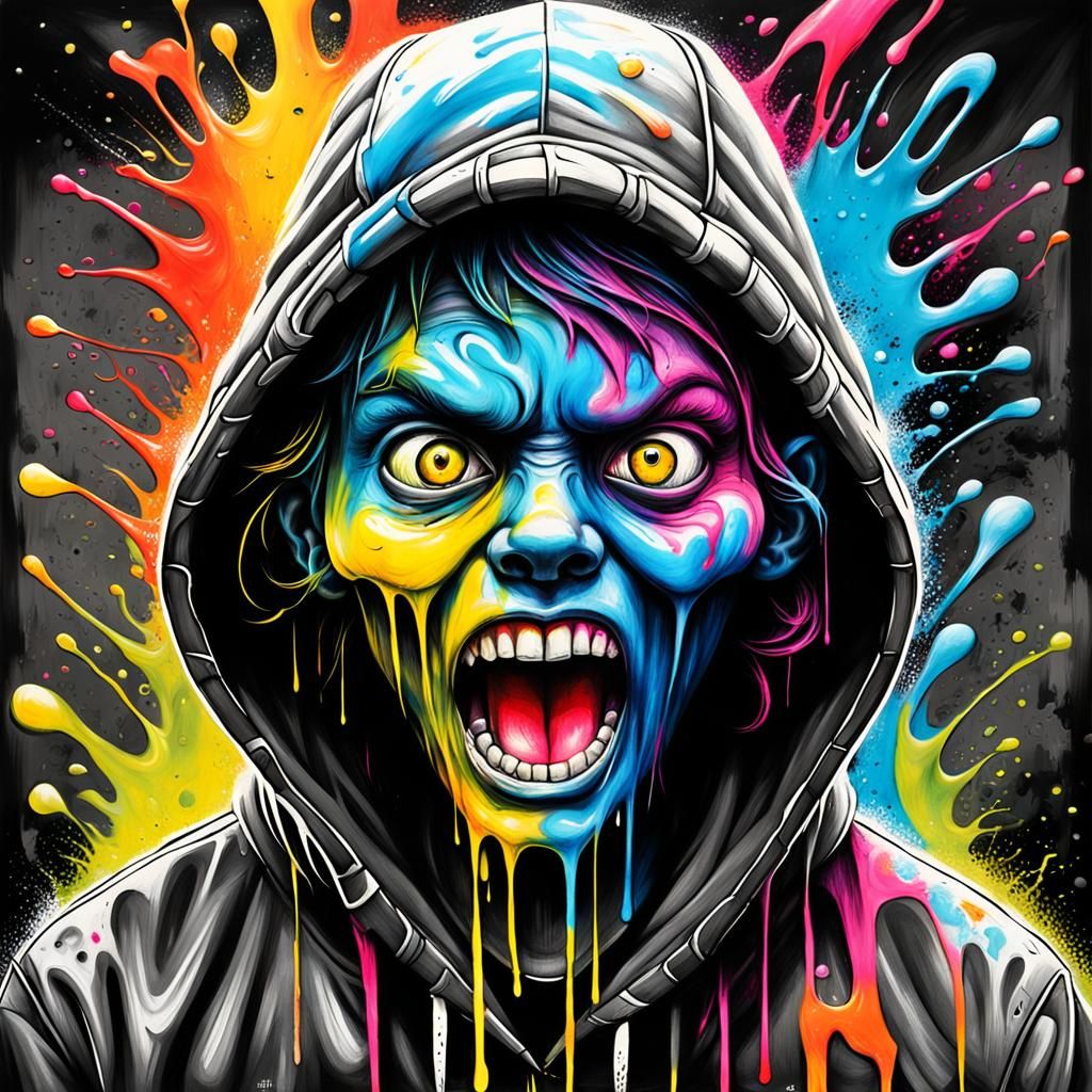 Dramatic Charcoal Graffiti Art of Fear