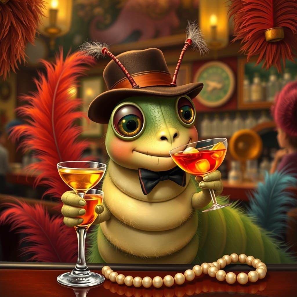 Caterpillar in 1920s Flapper Pub, Art Deco Style