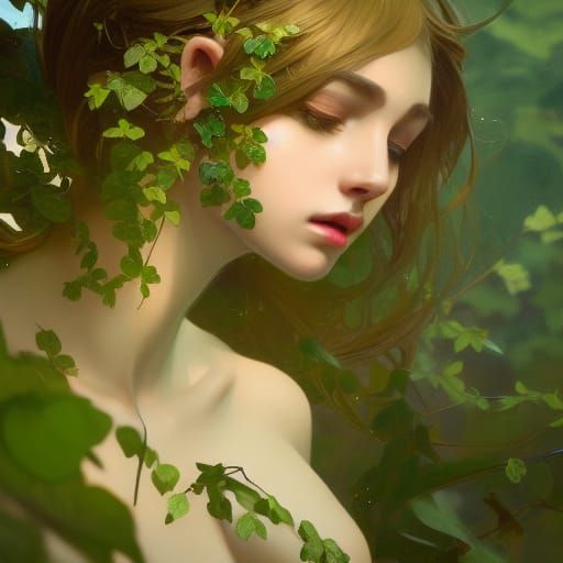 Overgrown Ivy Waifu in Art Nouveau Style