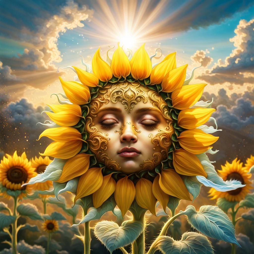 Sunflower Double Exposure in Soft Light