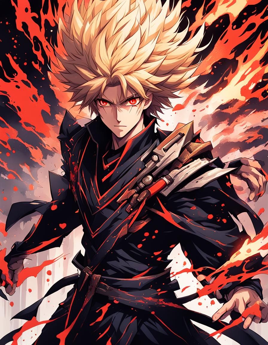 Boy with Red Eyes in Animecore Style