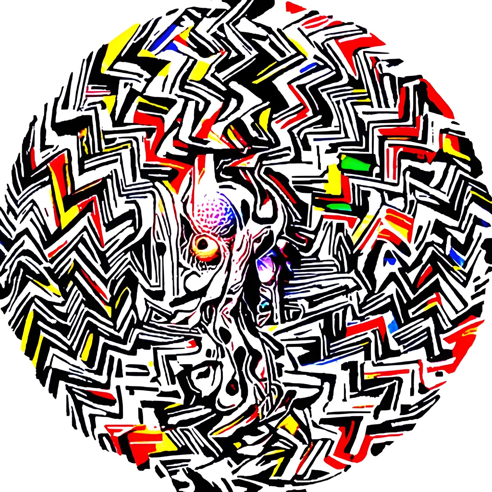 Psychedelic Cartoon Cat Graffiti in Photorealistic Style