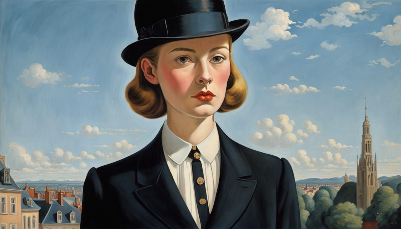 Angèle Van Laeken as Surrealist Icon in Ligne Claire Style