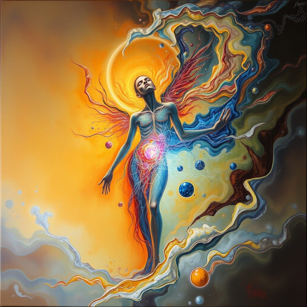 Soul's Vibrant Essence in Surreal, Dreamlike Fusion