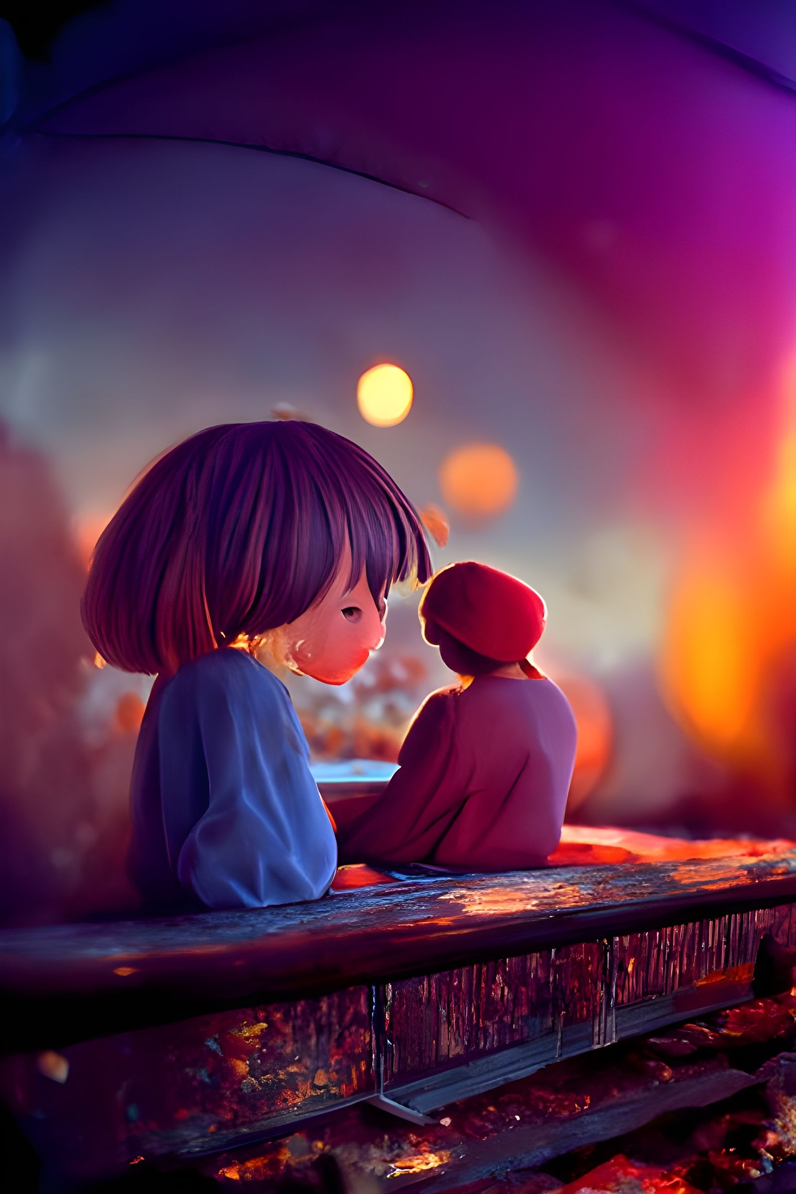 Friends Holding Hands: Whimsical Storybook Illustration