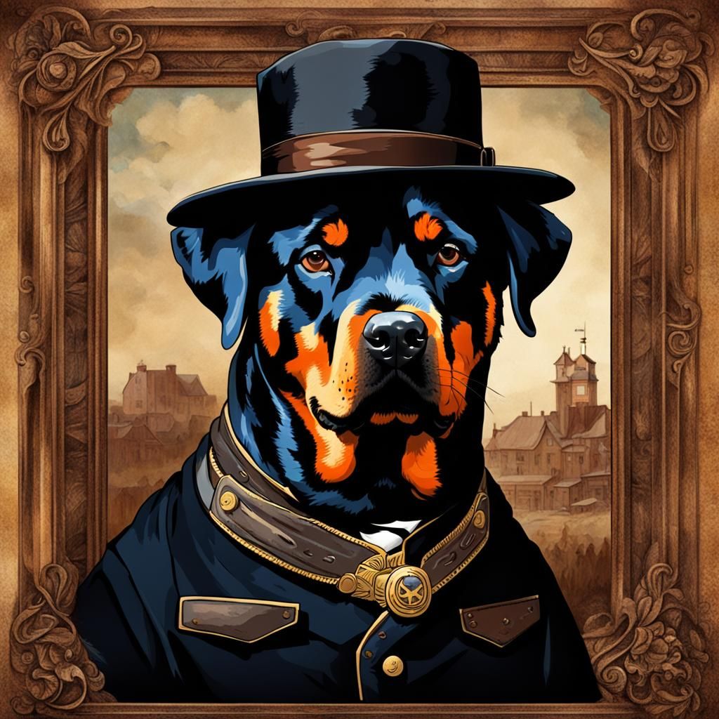 Rottweiler as Wyatt Earp Portrait
