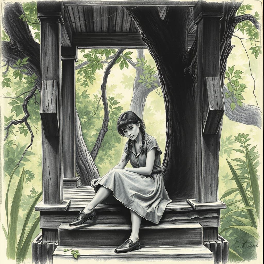 Scout Finch in Charcoal Drawing Style