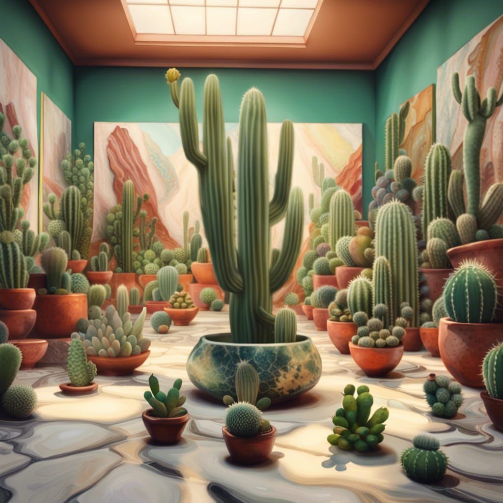 Hyperrealistic Cactus Museum Art Gallery