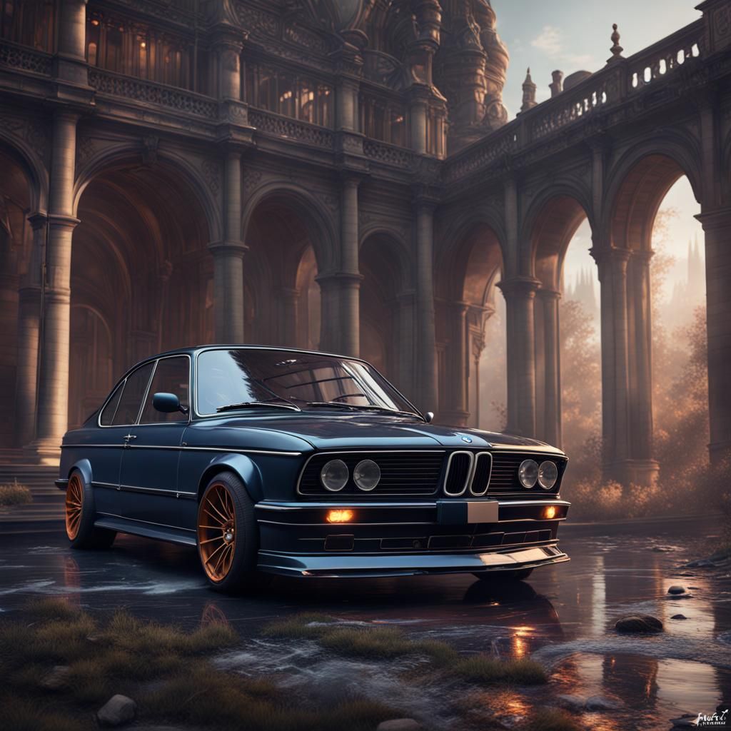 Plaid BMW in Detailed Matte Painting Style
