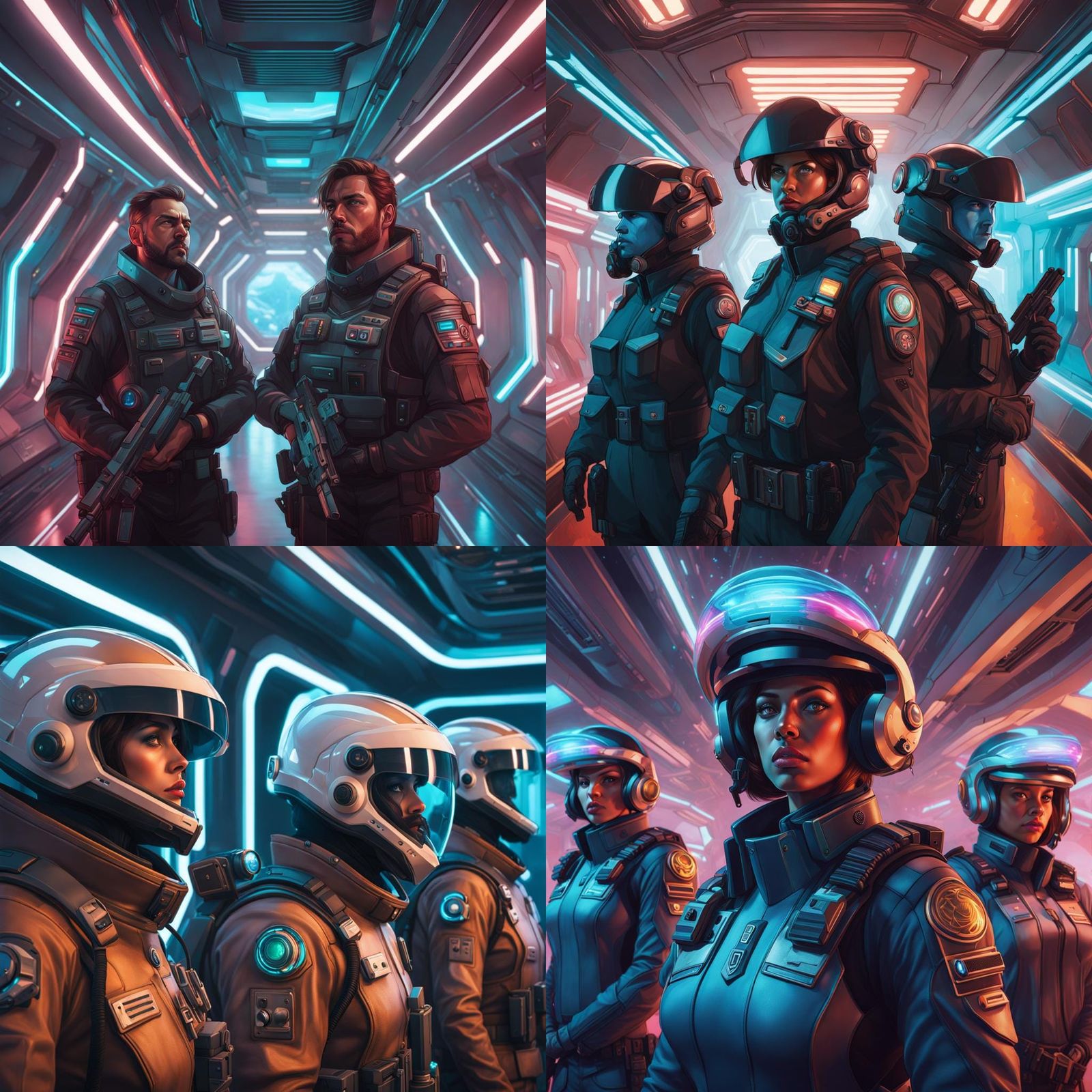 Futuristic Vape Cops in Spaceship Corridor