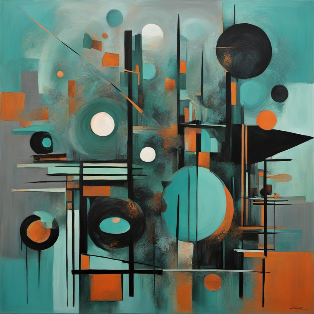 Surreal Abstract Painting with Bauhaus and Fauvism Influence...