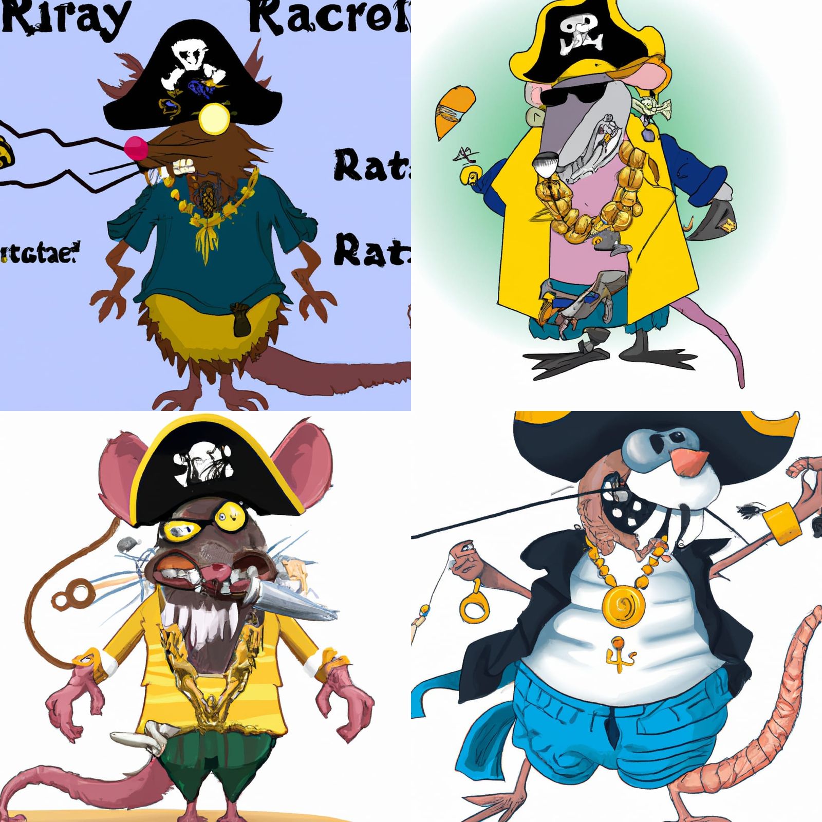 Rat Pirate Captain Character Design, Grotesque Art Style