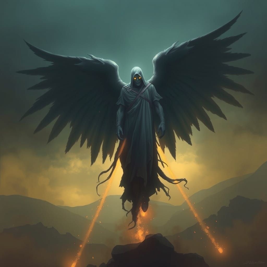 Angel of Death in Haunting Twilight Elegy