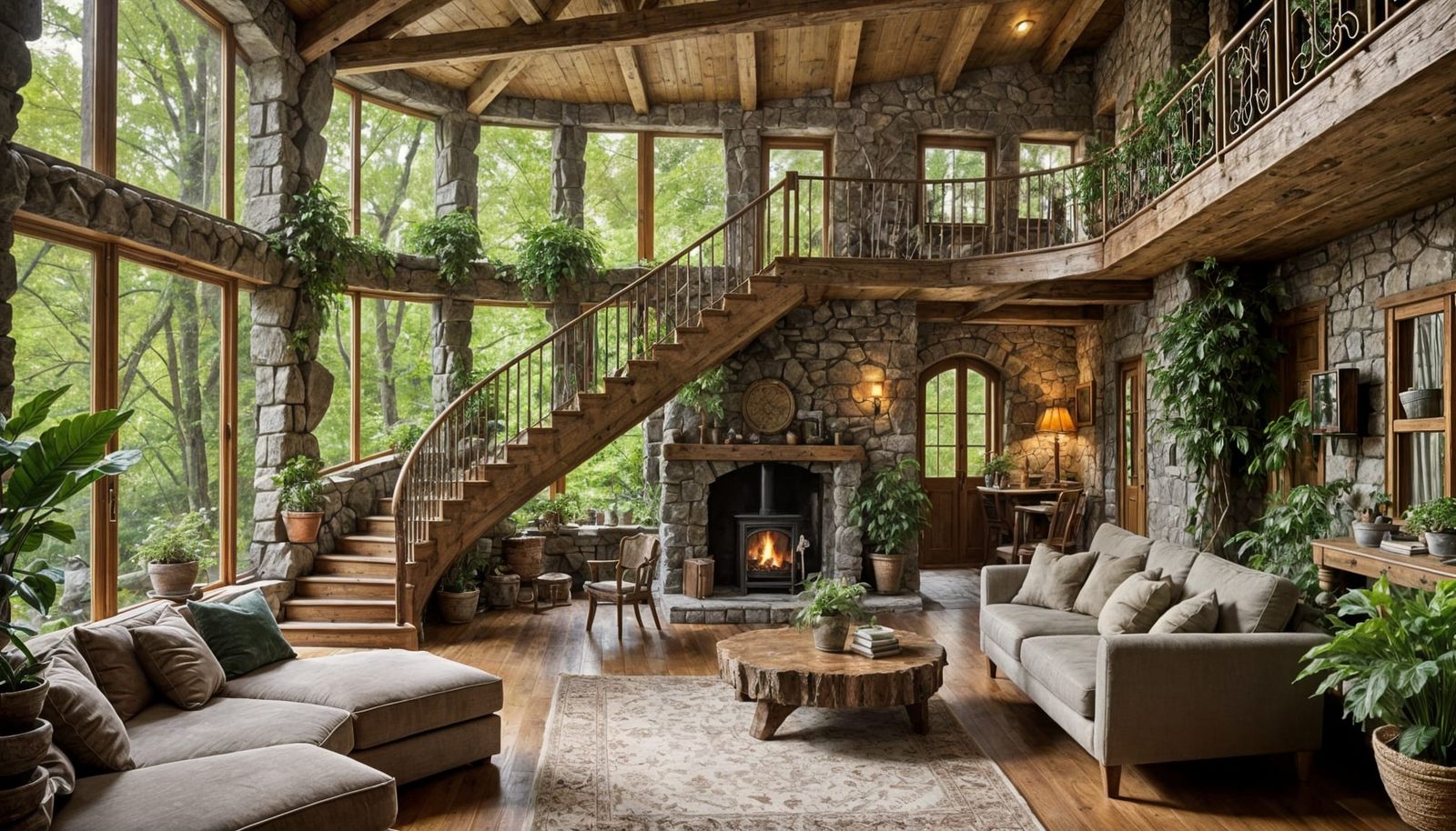 Luxurious Rustic Elven Cottage Living Room