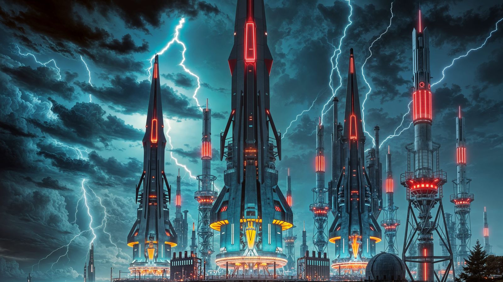 Lightning Energy Power Plant in Futuristic Style