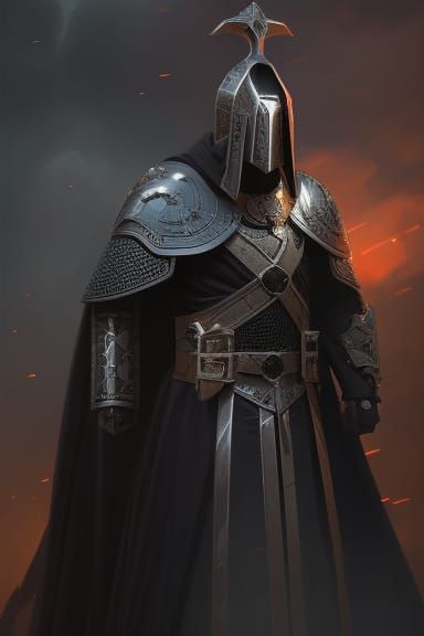 Dark Medieval Raven General in Burning Armor