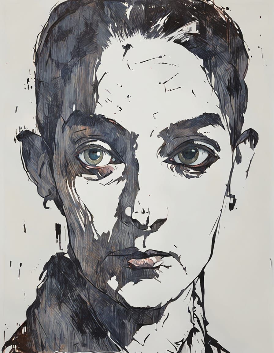 Brooding Female Portrait in Intense Expressionist Style