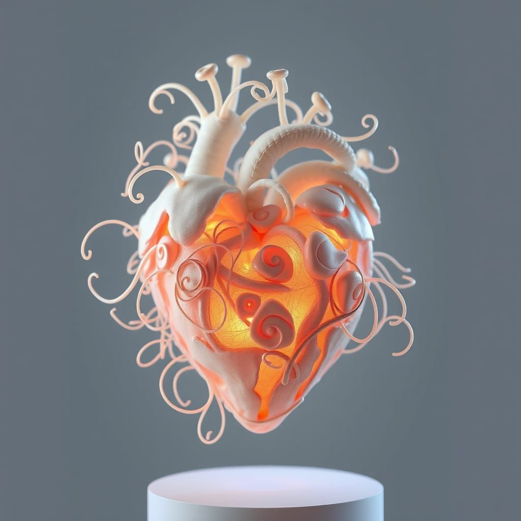 Surreal Botanical Heart Blooms with Vulnerable Beauty