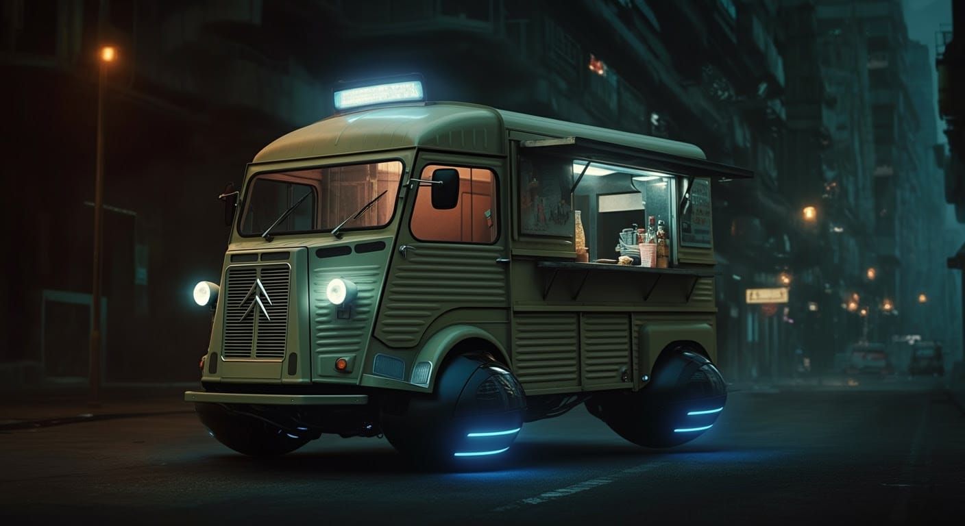 Old classic Citroën food hovervan.