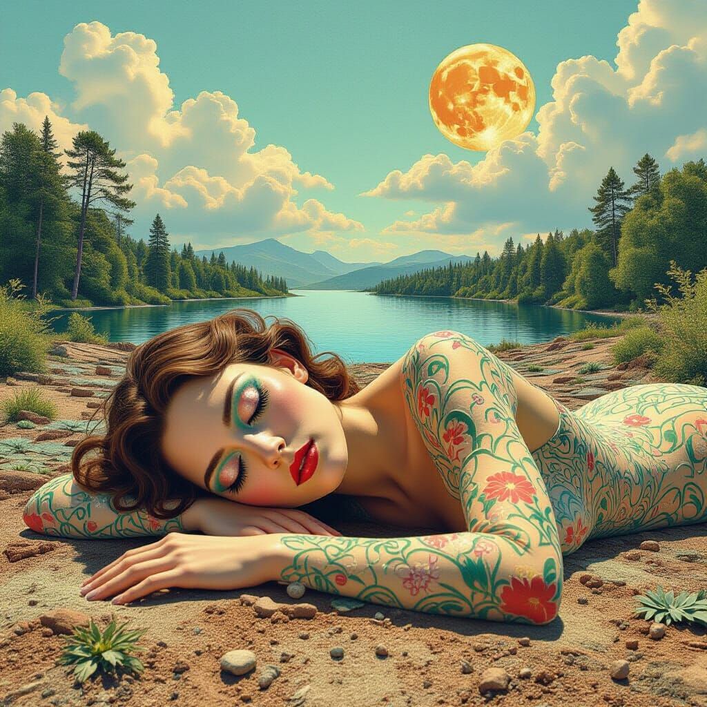 Surreal Figure in Nature: A Digital Bio Art Collage