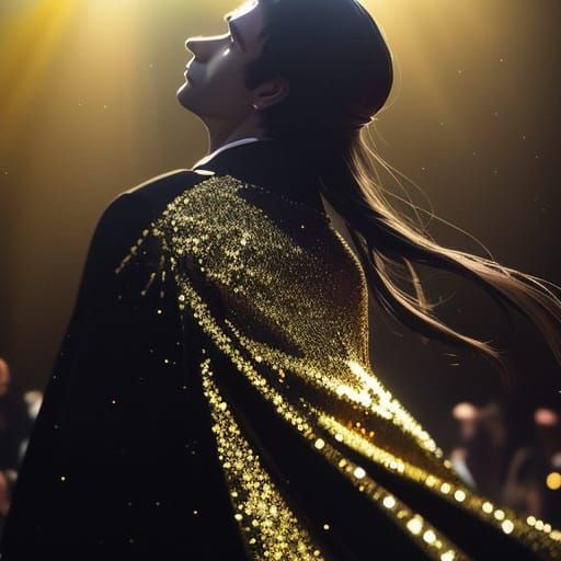 Golden Spotlight on a Sequined Dancer