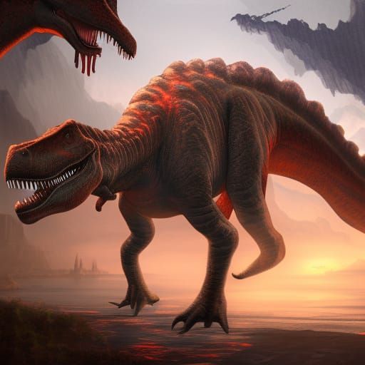 Dinosaur Ninja in Detailed Matte Painting