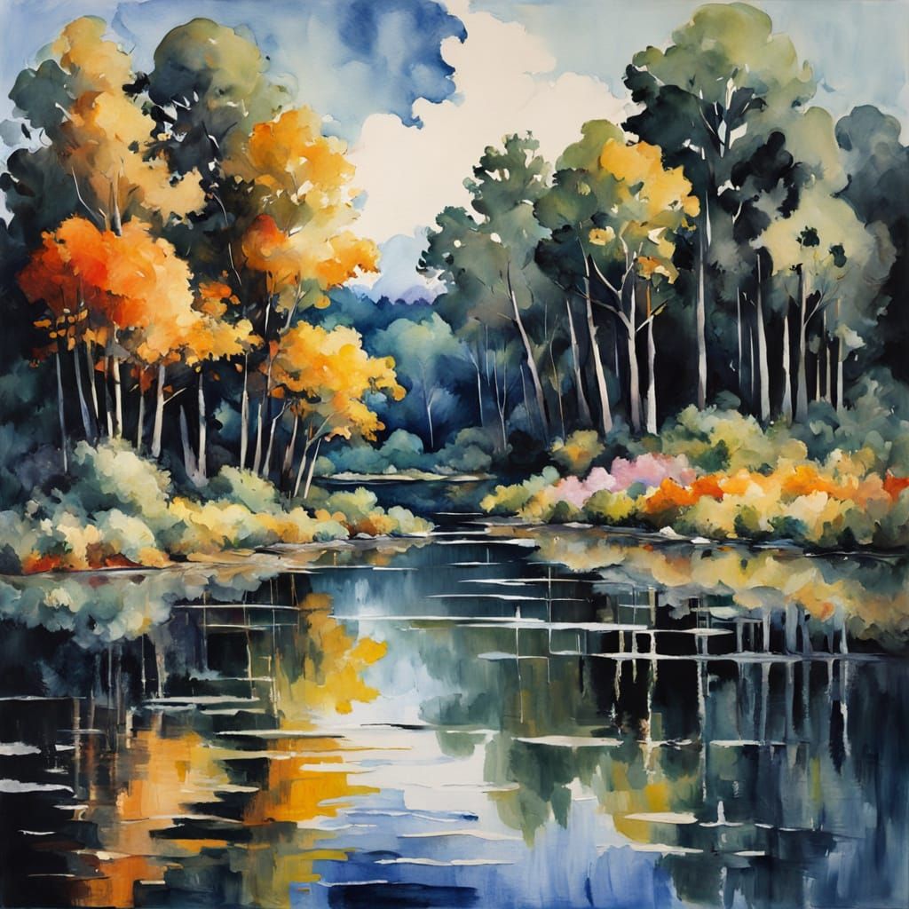 Mysterious Nighttime Landscape in Epic Impressionist Style