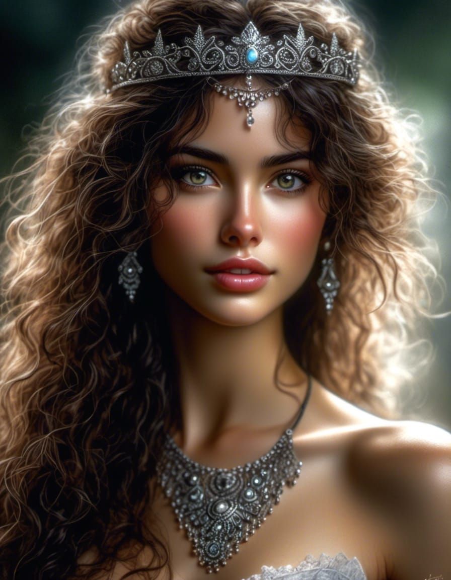 Brunette Amazon Portrait in Realism Style