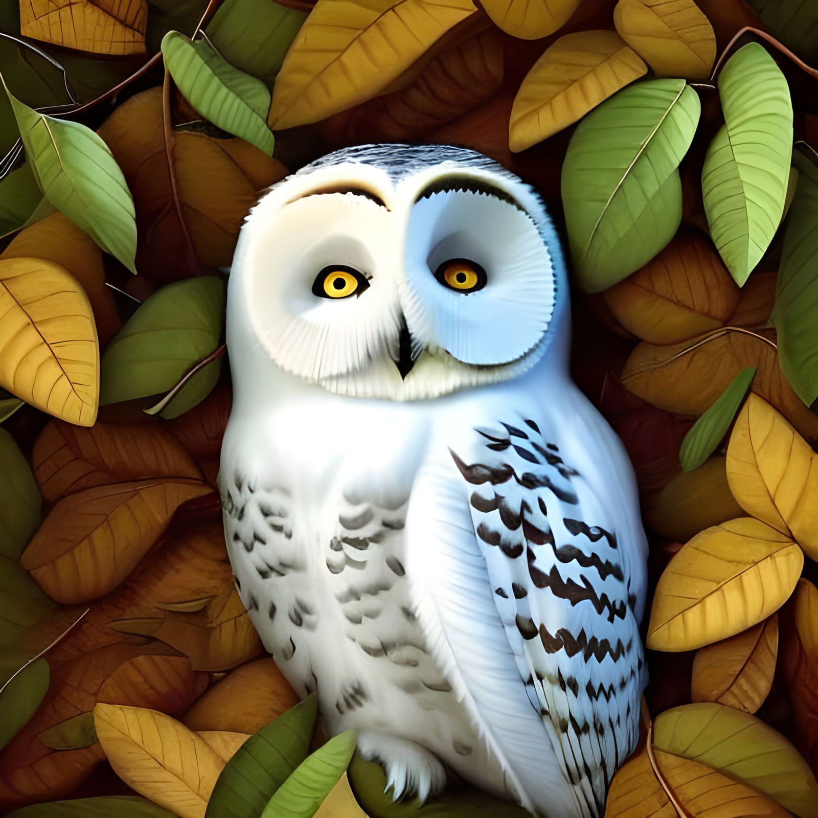 Sleeping Snowy Owl in Detailed 3D Art